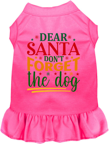 Pink pet dress with 'Dear Santa Don't Forget the Dog' print