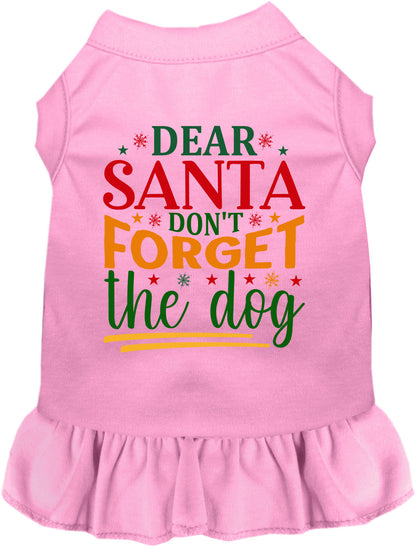 Light pink pet dress with 'Dear Santa Don't Forget the Dog' print