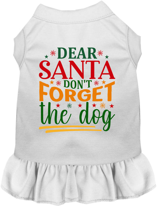 White pet dress with 'Dear Santa Don't Forget the Dog' print