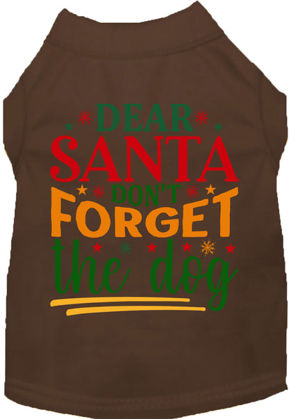 Brown pet shirt with 'Dear Santa Don't Forget the Dog' design