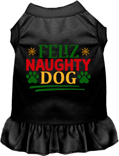 Black Feliz Naughty Dog pet dress with ruffled skirt