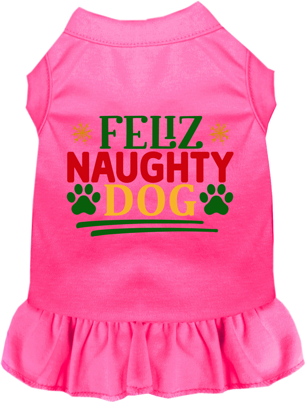 Pink Feliz Naughty Dog pet dress with ruffled skirt