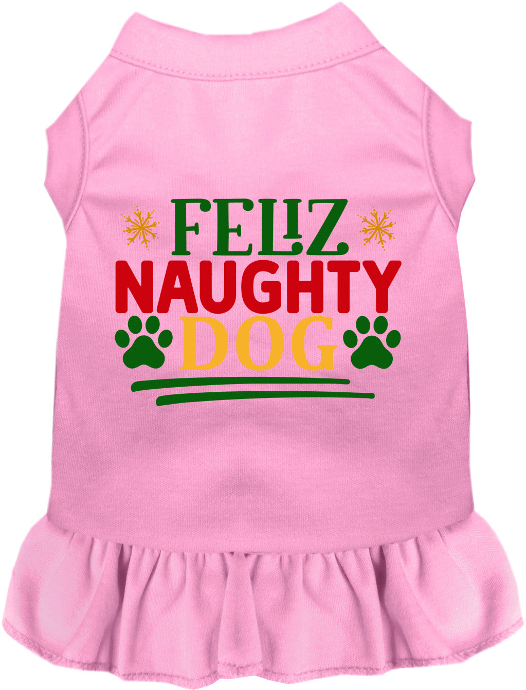 Light pink Feliz Naughty Dog pet dress with ruffled skirt