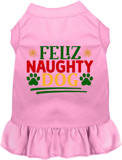 Light pink Feliz Naughty Dog pet dress with ruffled skirt