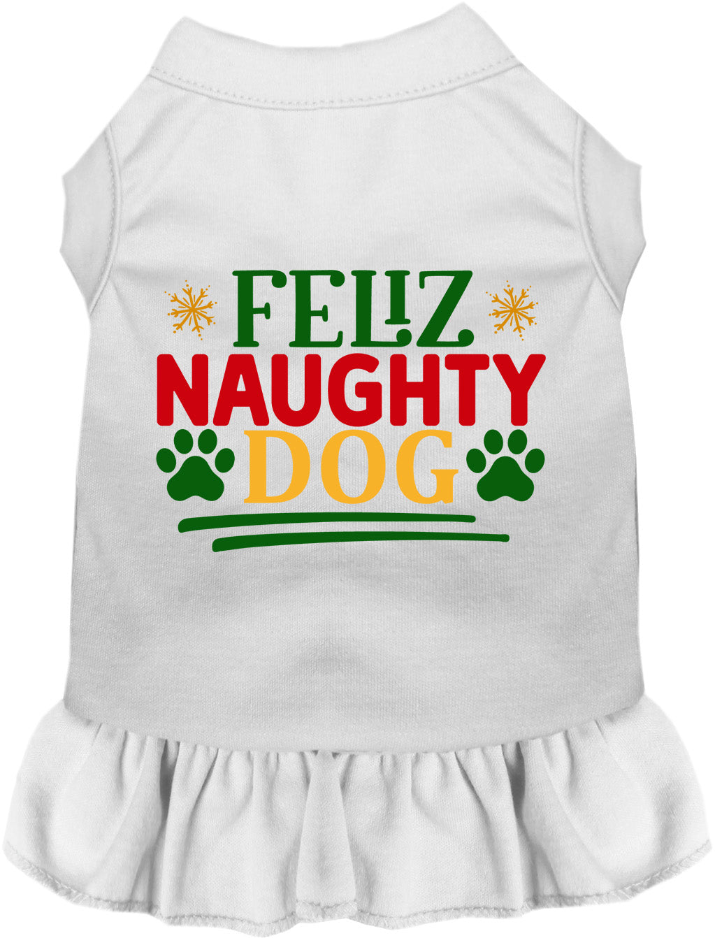 White Feliz Naughty Dog pet dress with ruffled skirt