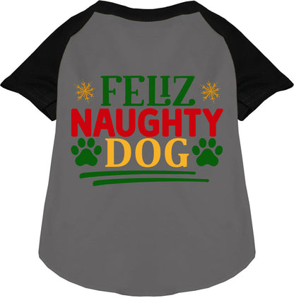 Feliz Naughty Dog black raglan pet shirt
