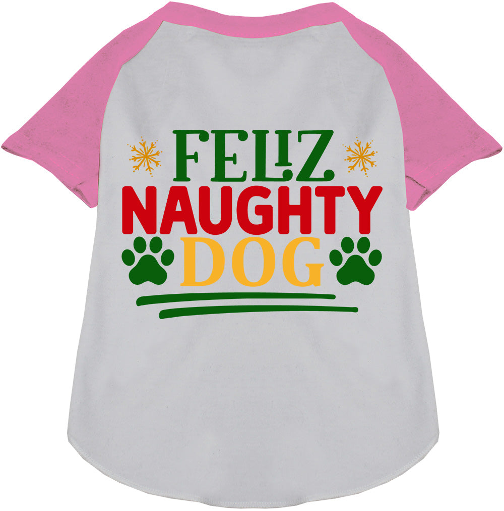 Feliz Naughty Dog light pink raglan pet shirt