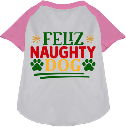 Feliz Naughty Dog light pink raglan pet shirt