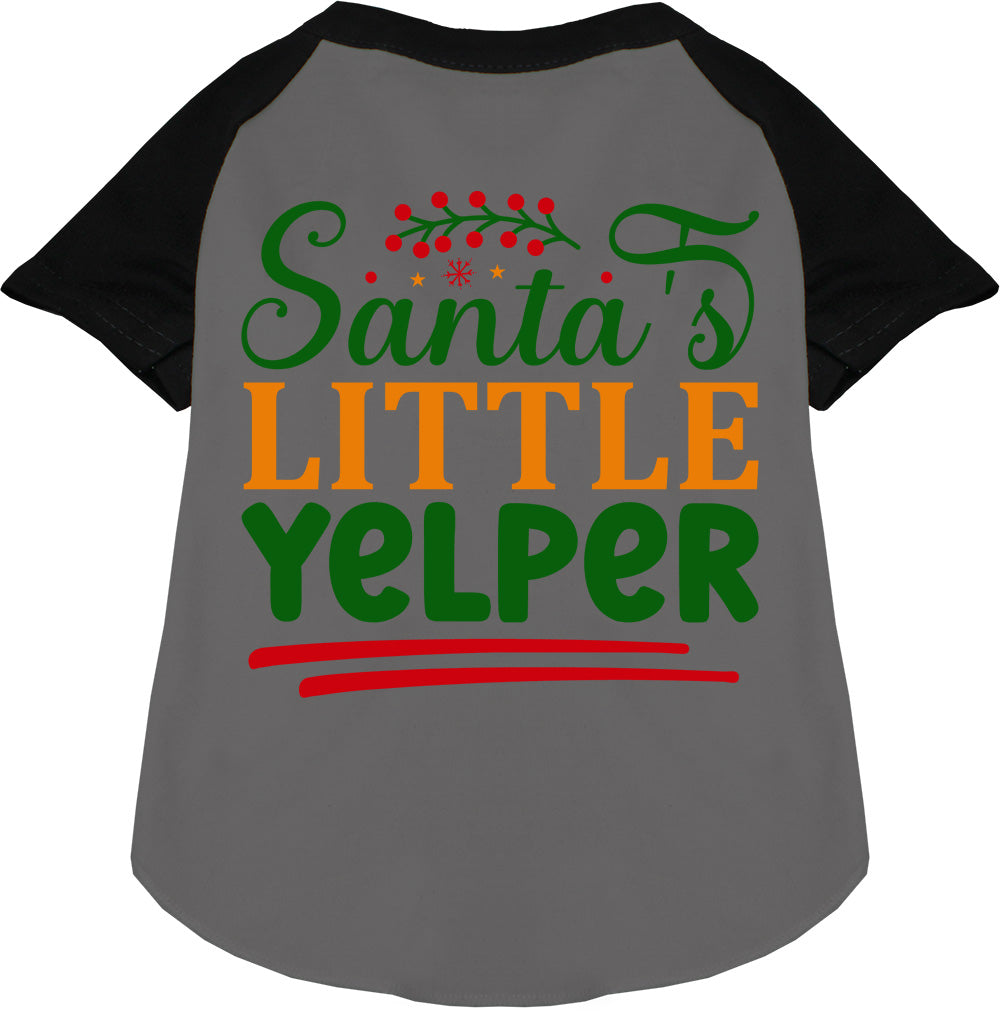 Black Santa's Little Yelper pet raglan shirt