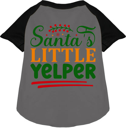 Black Santa's Little Yelper pet raglan shirt