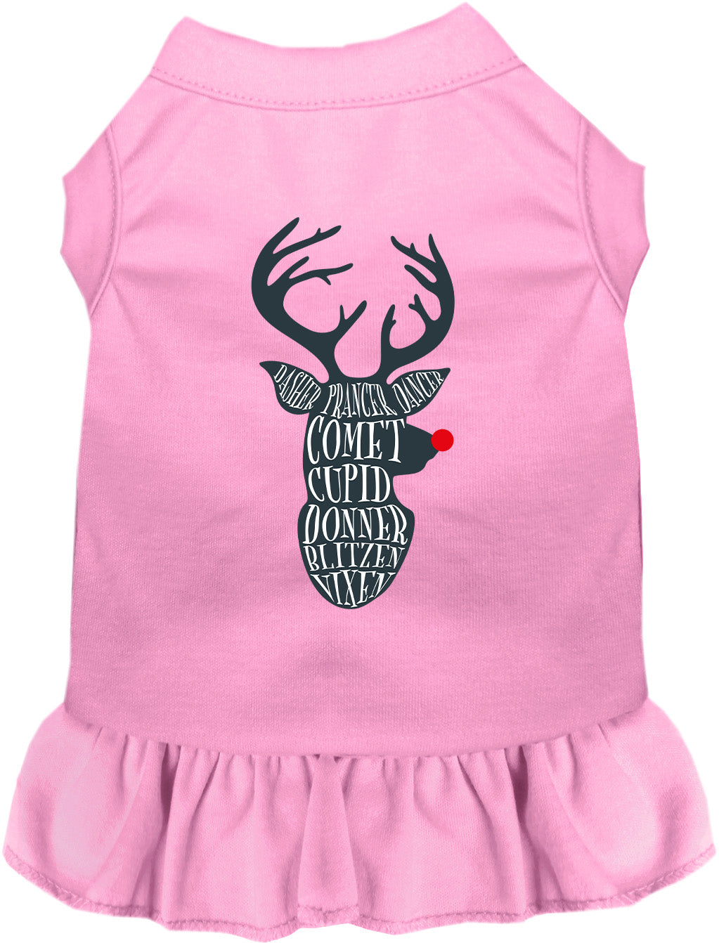 Light pink pet dress with reindeer design