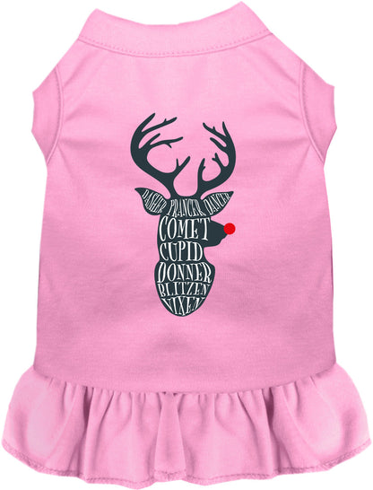 Light pink pet dress with reindeer design