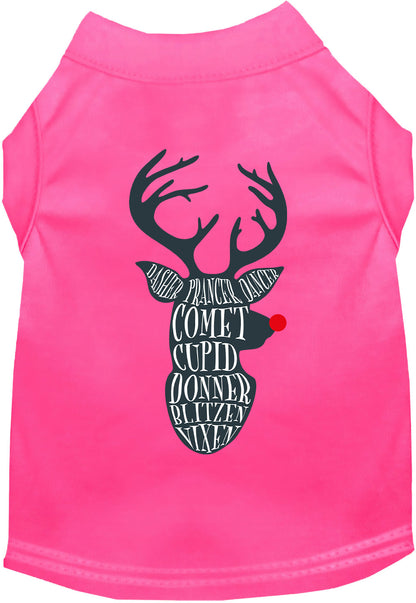 Pink pet shirt with reindeer design