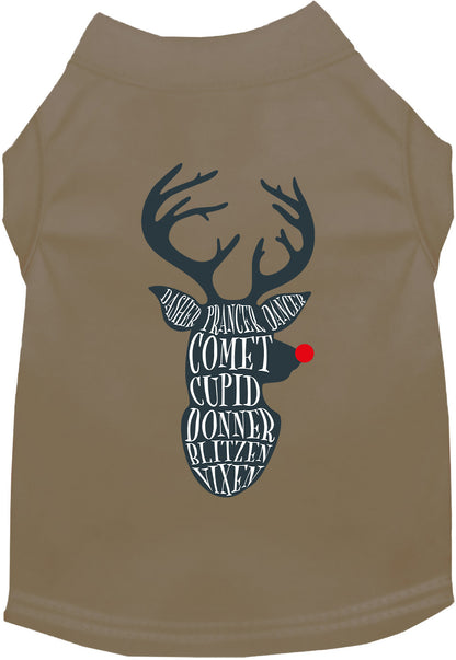 Brown pet shirt with reindeer design