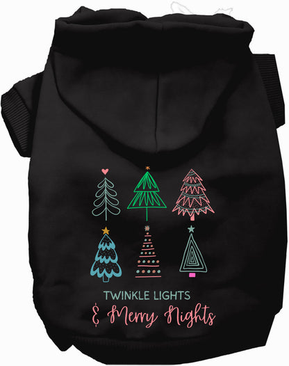 Black pet hoodie with twinkle lights design