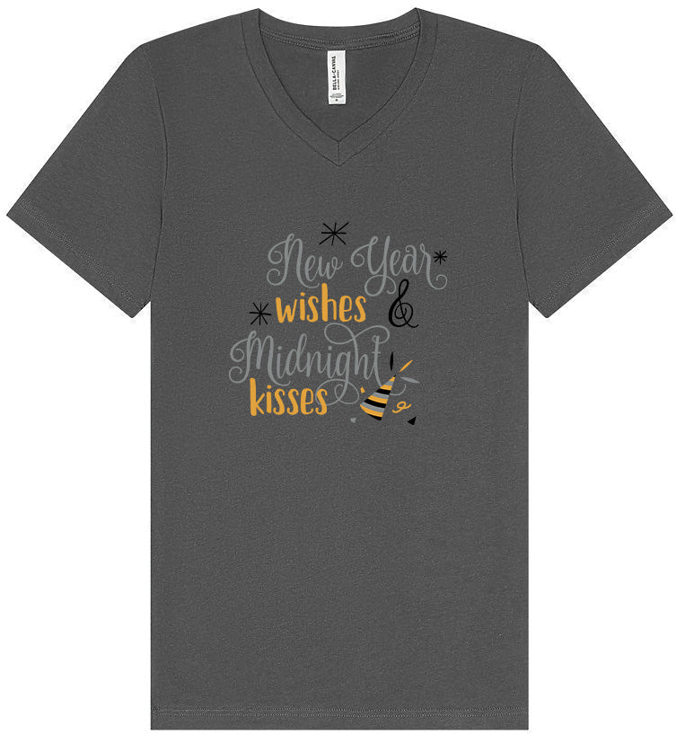 Midnight Kisses New Years Unisex V-Neck Shirt