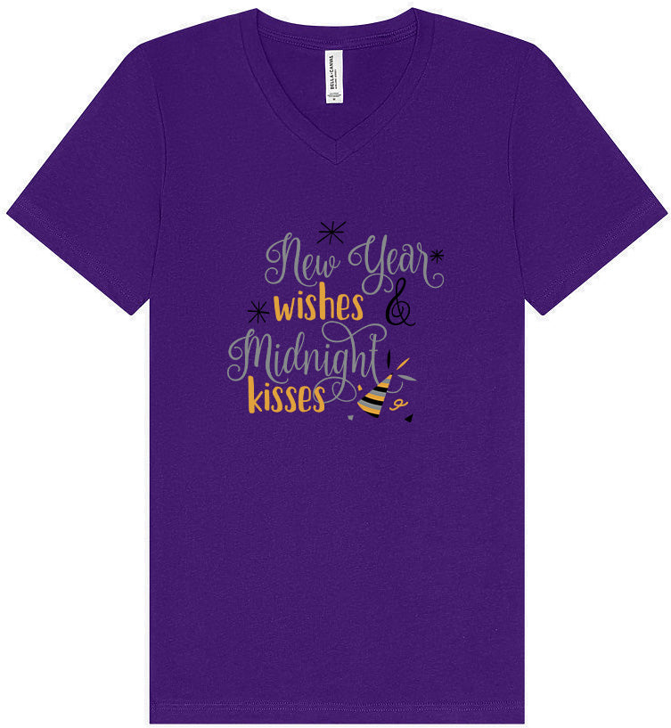 Midnight Kisses New Years Unisex V-Neck Shirt