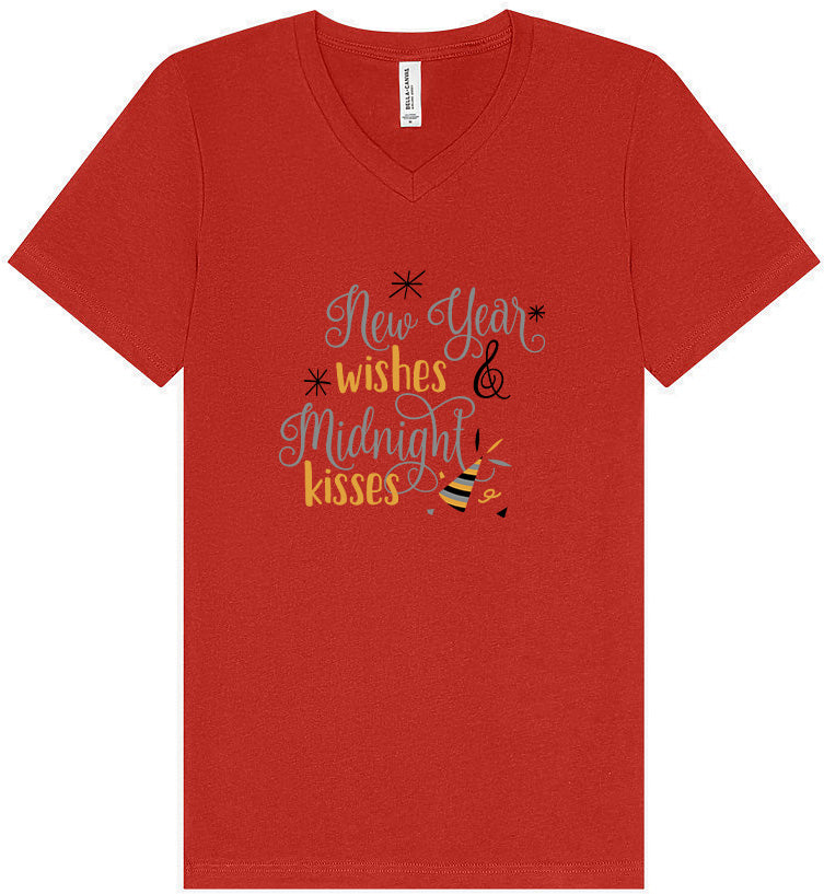 Midnight Kisses New Years Unisex V-Neck Shirt