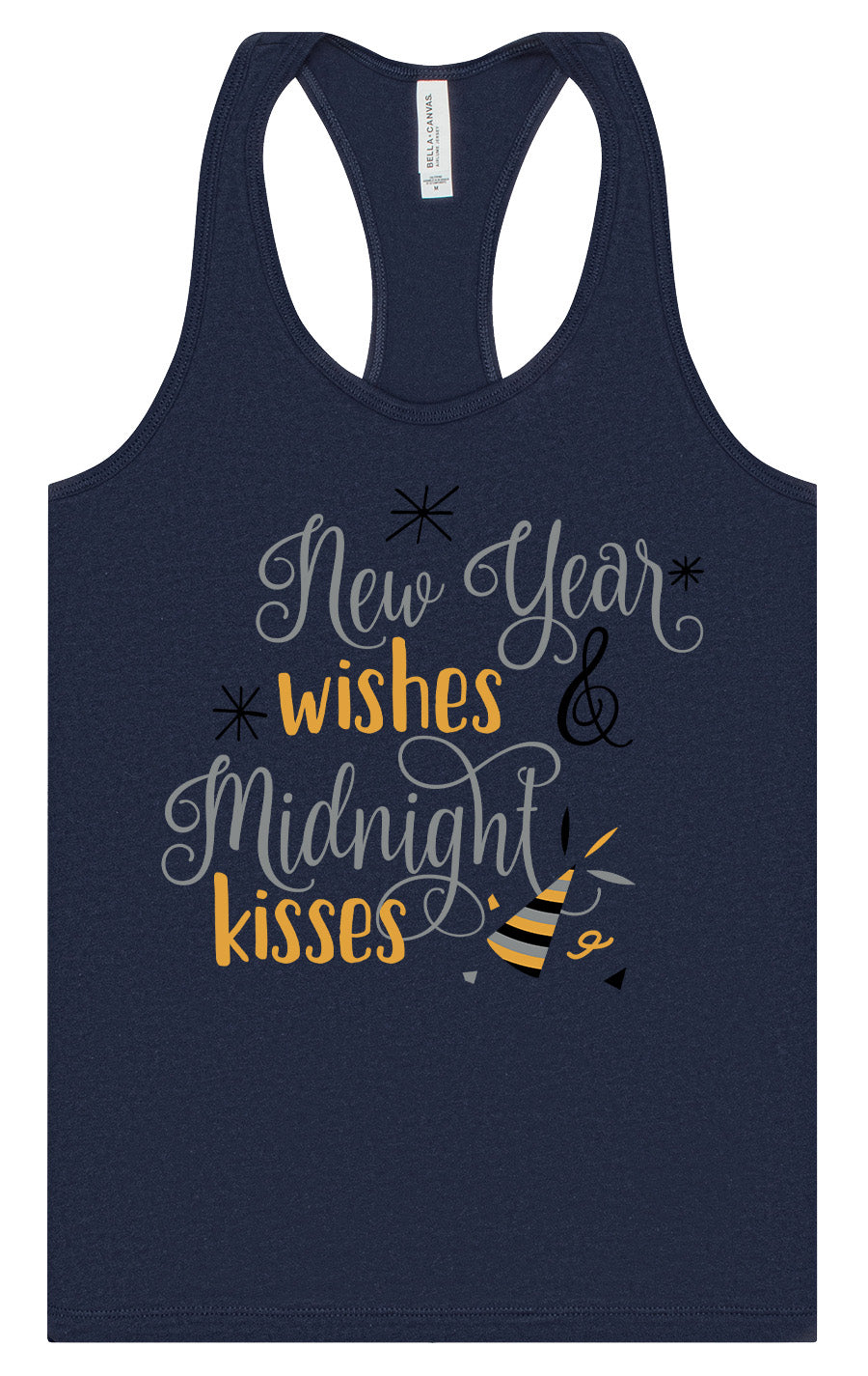 Midnight Kisses New Years Women's Racerback Tank