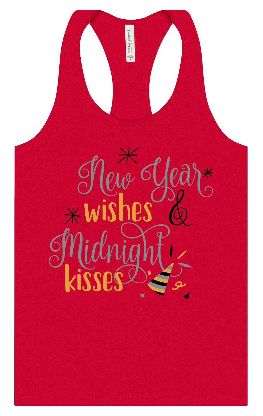 Midnight Kisses New Years Women's Racerback Tank