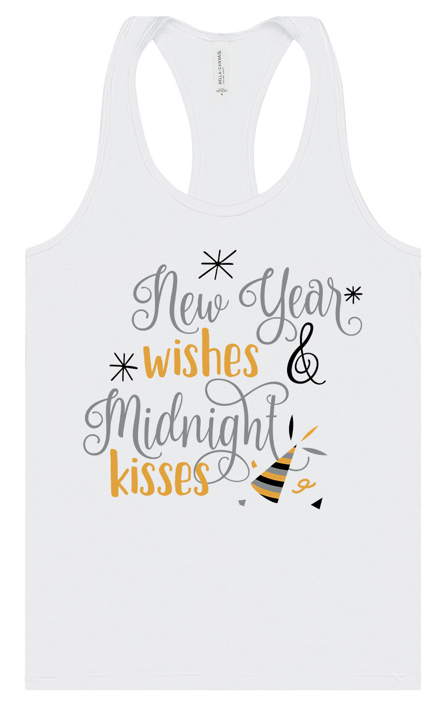 Midnight Kisses New Years Women's Racerback Tank