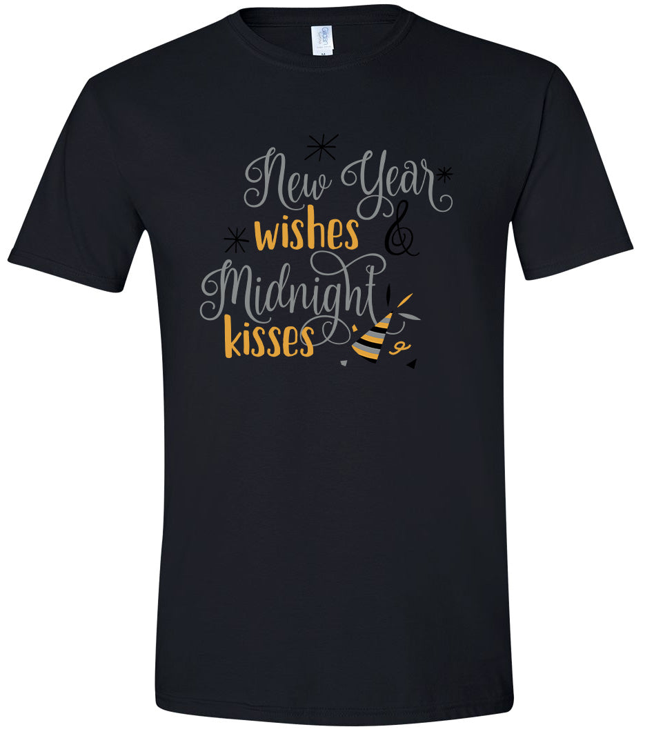 Midnight Kisses New Years Adult Gildan Soft Shirt