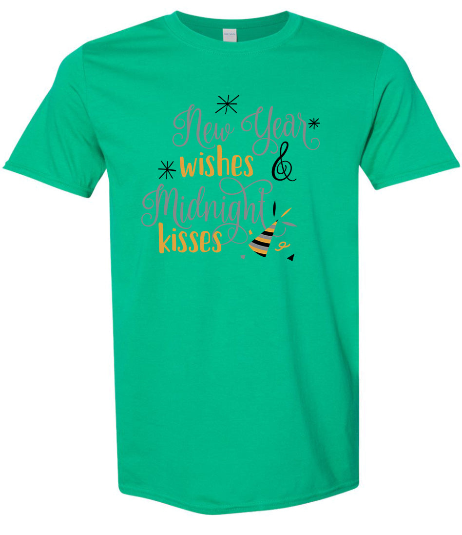 Midnight Kisses New Years Adult Gildan Soft Shirt
