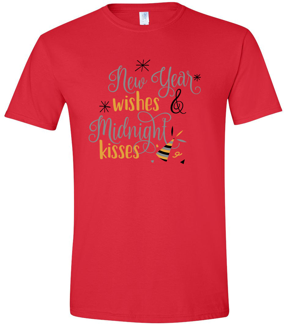 Midnight Kisses New Years Adult Gildan Soft Shirt
