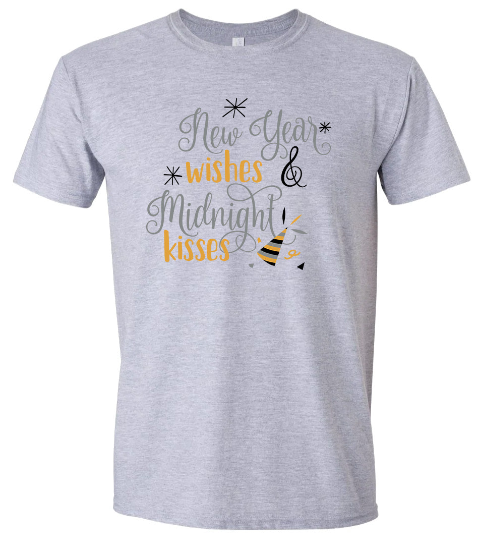 Midnight Kisses New Years Adult Gildan Soft Shirt