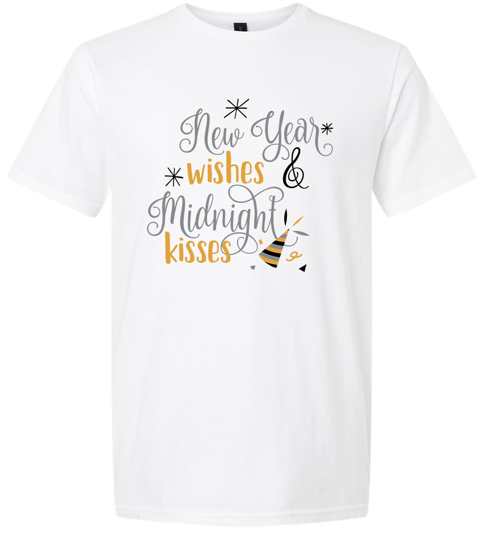 Midnight Kisses New Years Adult Gildan Soft Shirt