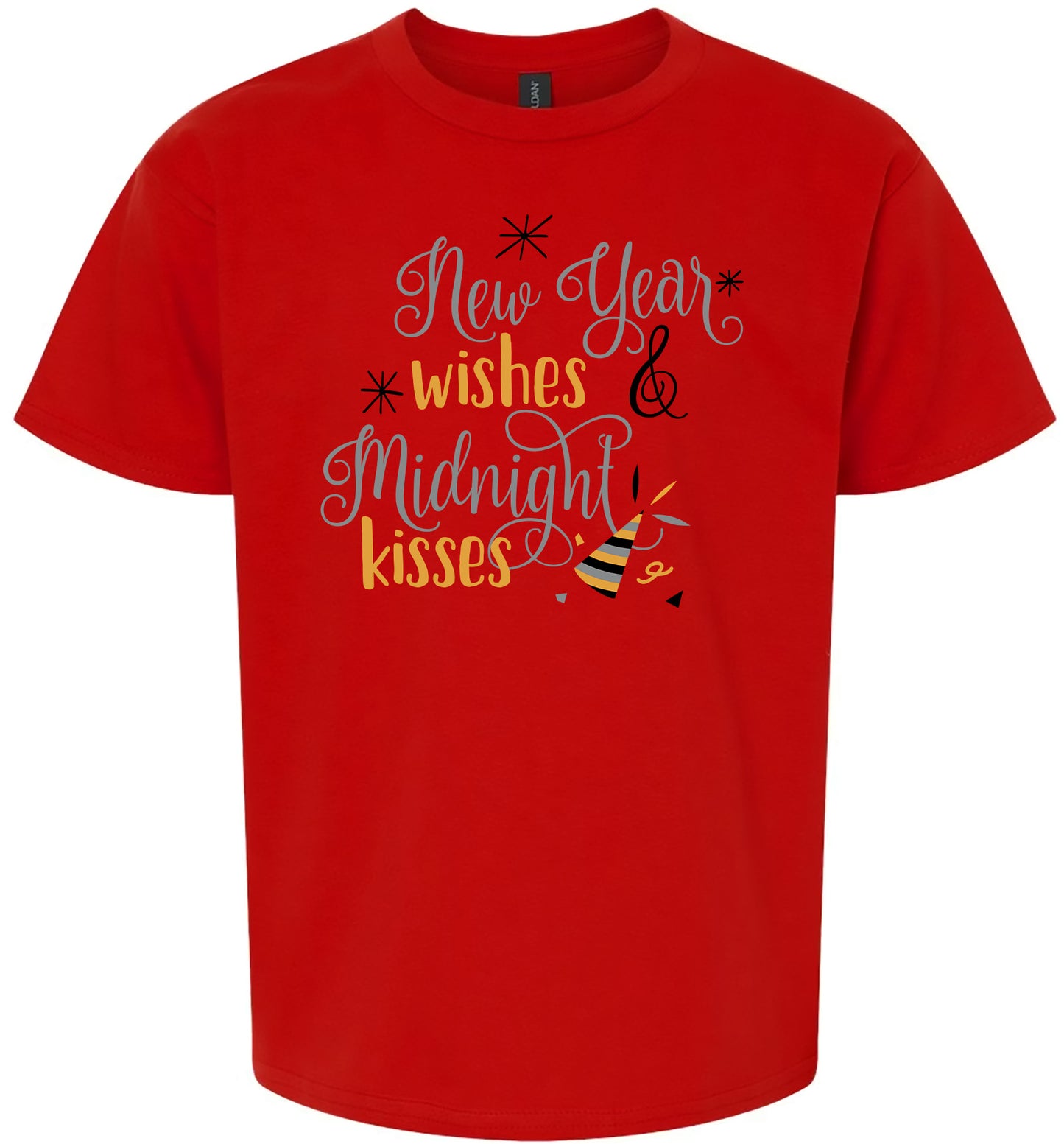 Midnight Kisses New Years Children's Gildan Soft Shirt