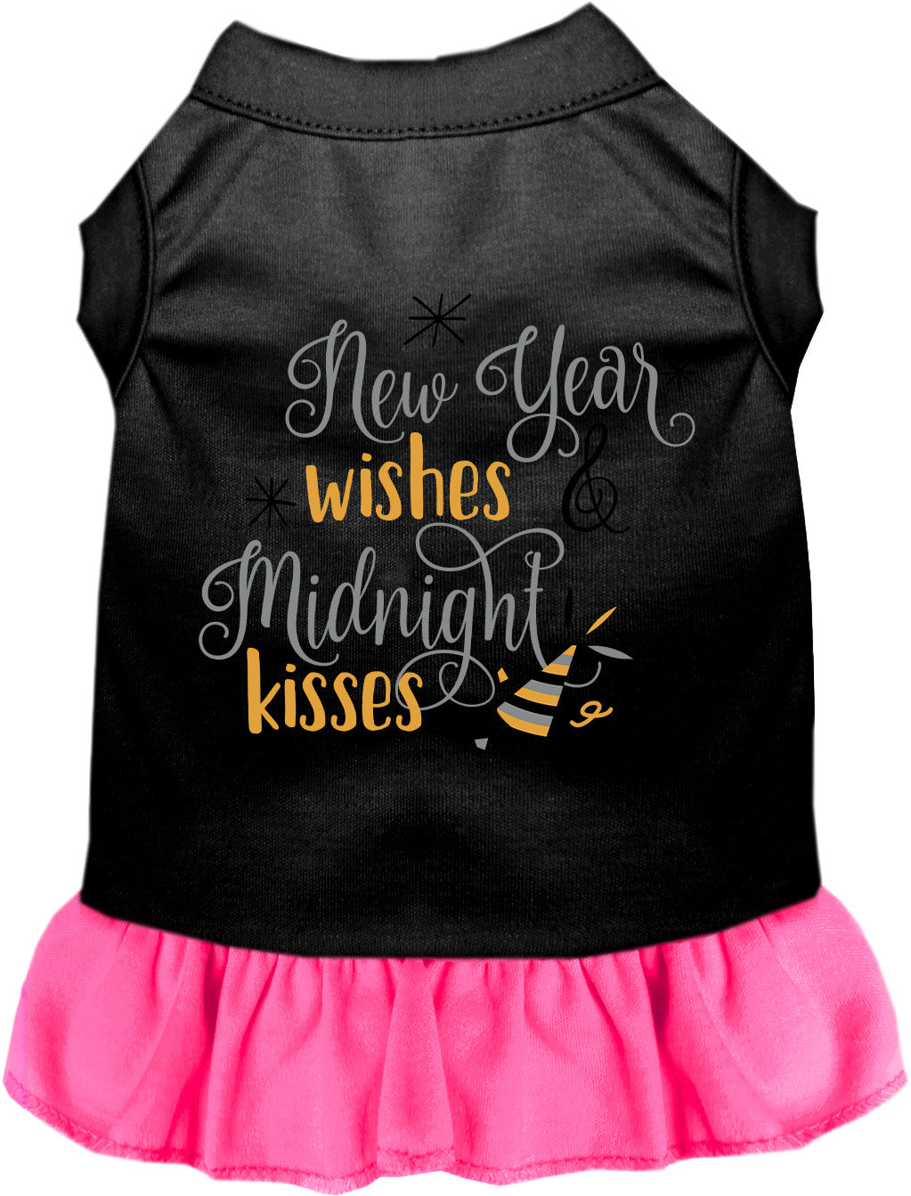 Black pet dress with pink skirt, Midnight Kisses design