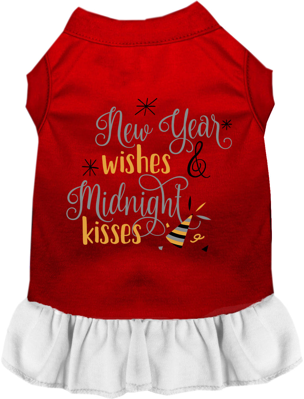 Red pet dress with white skirt, Midnight Kisses design