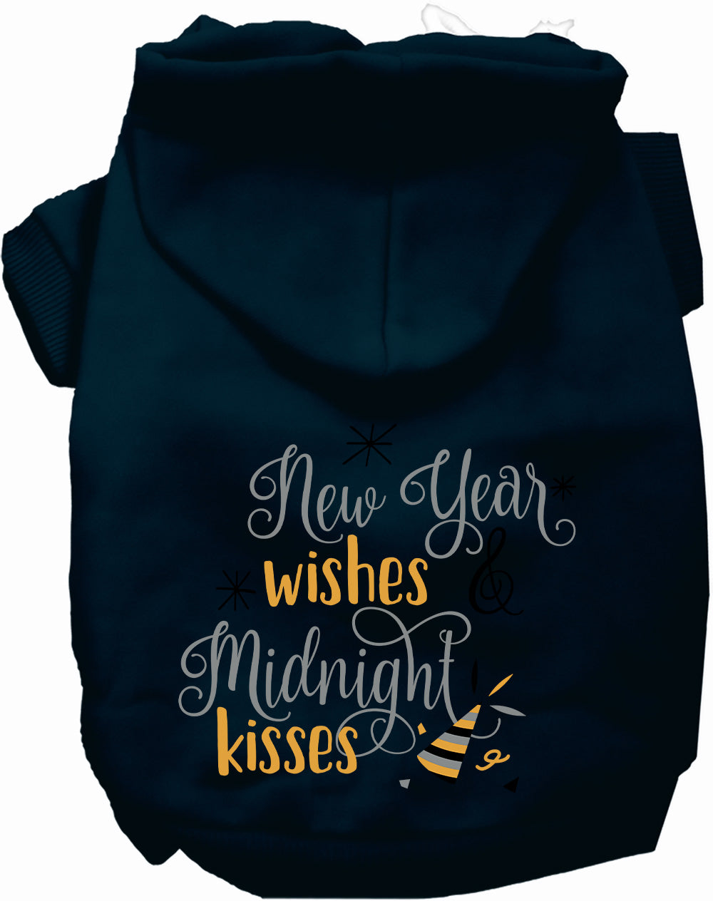 Dark Midnight Kisses Pet Hoodie with festive text