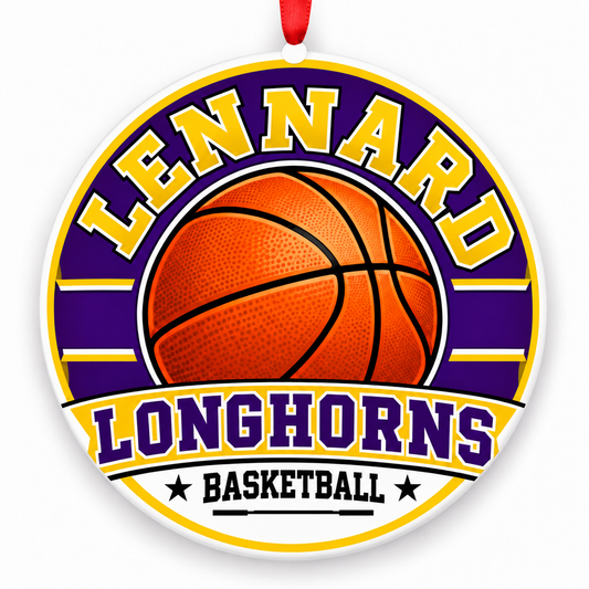 Lennard High School Longhorns basketball Christmas ornament
