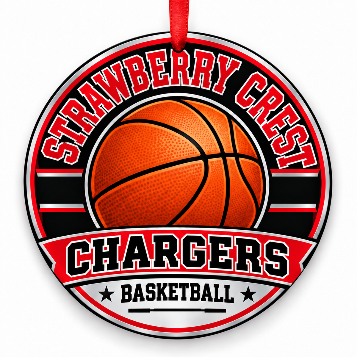 Strawberry Crest High School Chargers basketball Christmas ornament