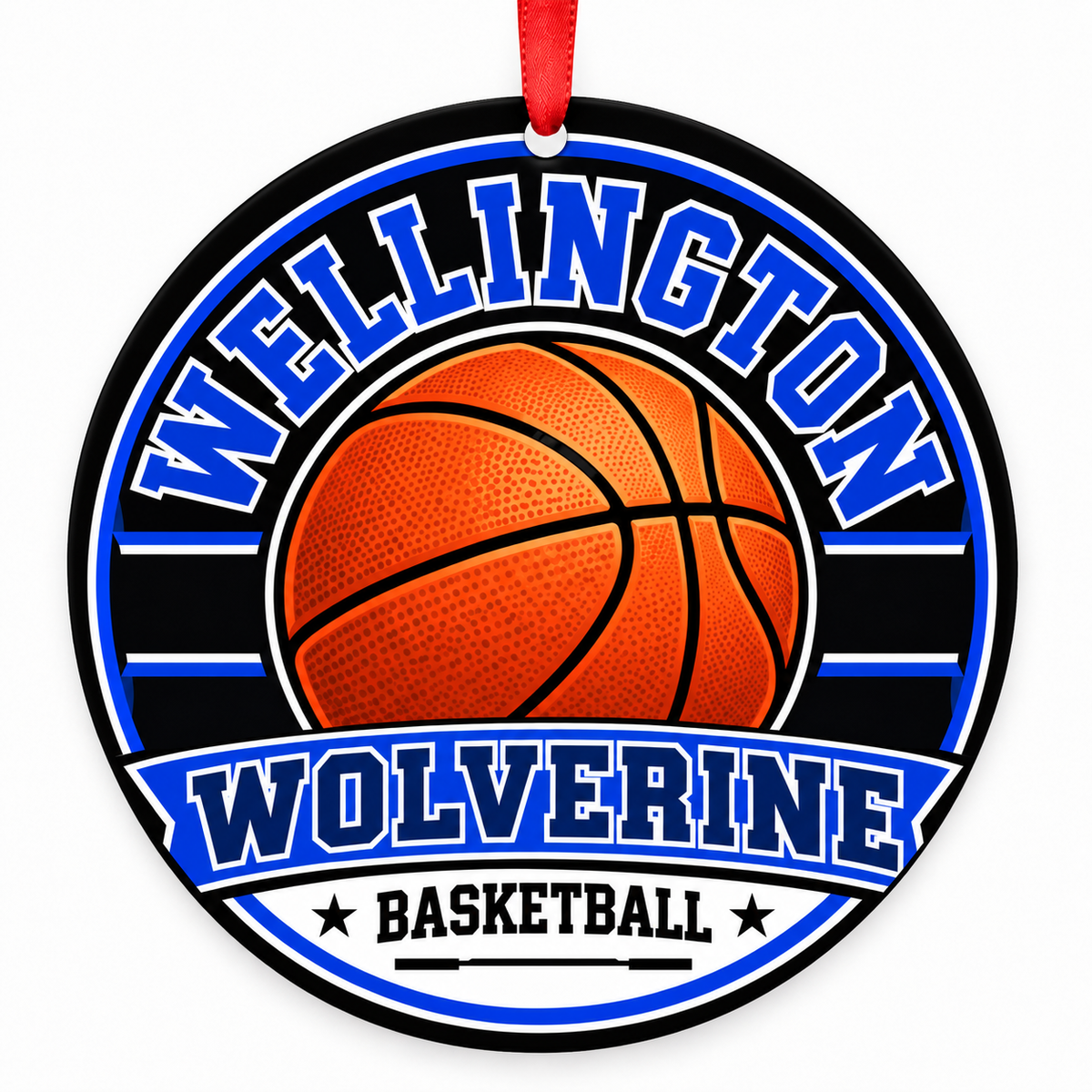 Wellington High School Wolverine basketball Christmas ornament