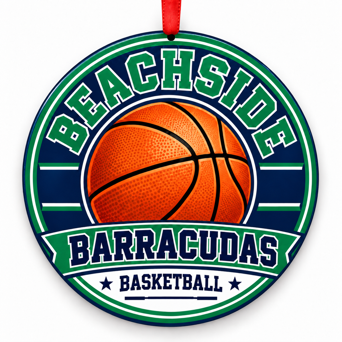 Beachside High School Barracudas basketball Christmas ornament