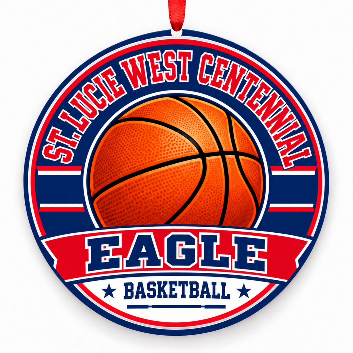 St. Lucie West Centennial High Eagle Basketball Christmas Ornament