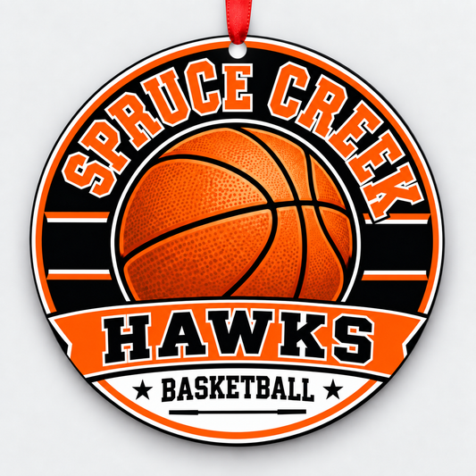 Spruce Creek High School Hawks basketball Christmas ornament