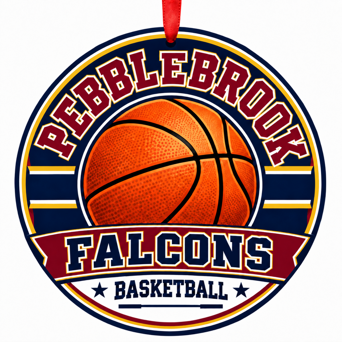 Pebblebrook High School Falcons basketball Christmas ornament