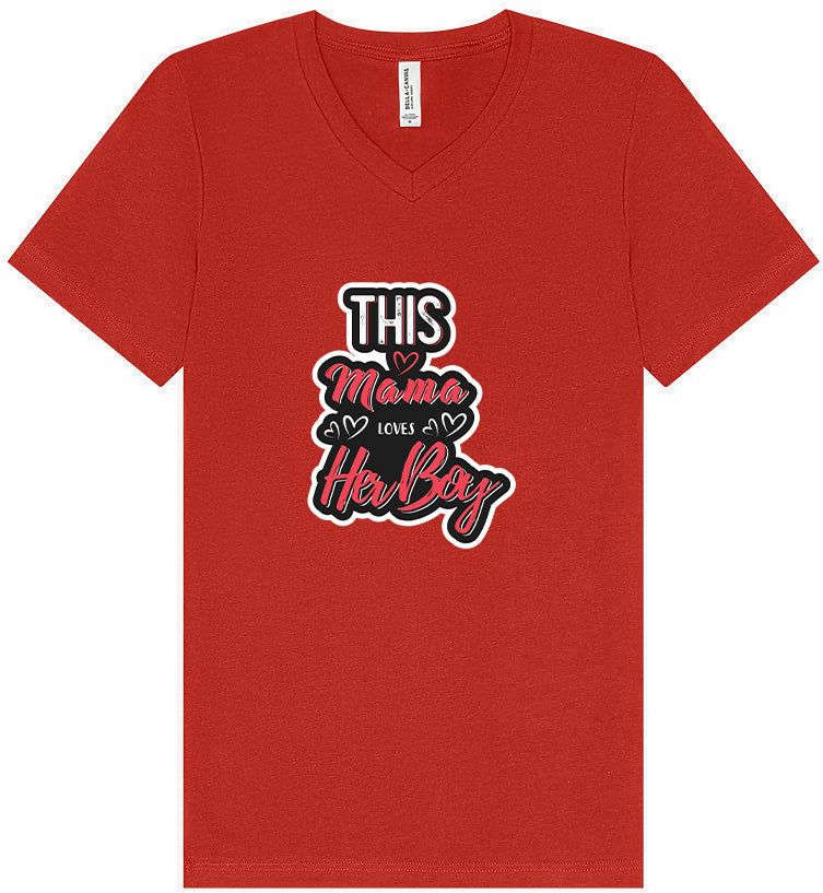 This Mama Loves Her Boy Unisex V-Neck Shirt