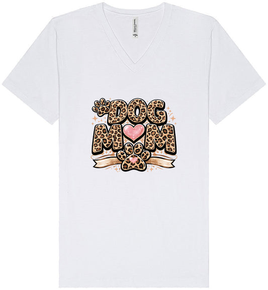 Leopard Print Dog Mom Unisex V-Neck Shirt