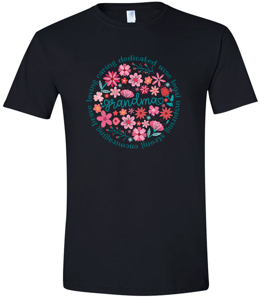 Flowers for Grandma Adult Gildan Soft Shirt
