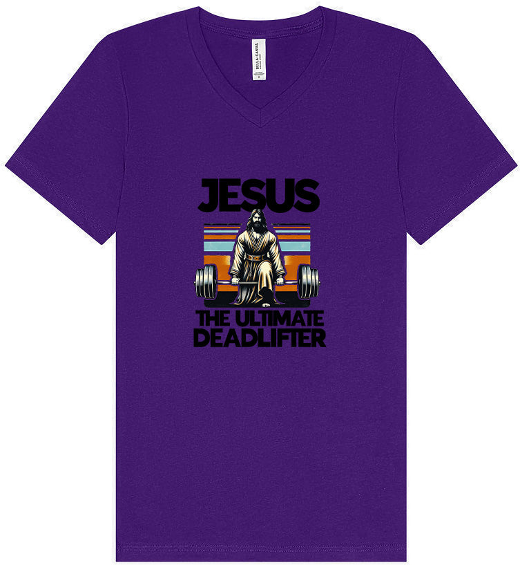 Jesus, the Ultimate Deadlifter Unisex V-Neck Shirt