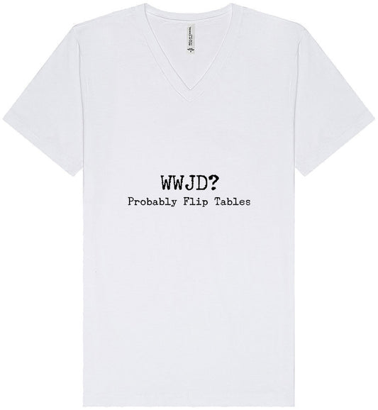 WWJD? Unisex V-Neck Shirt