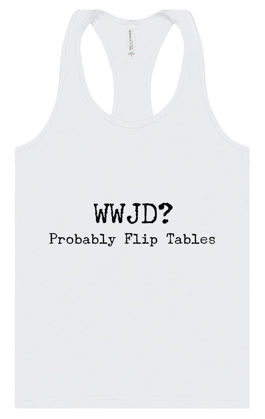 WWJD? Women's Racerback Tank