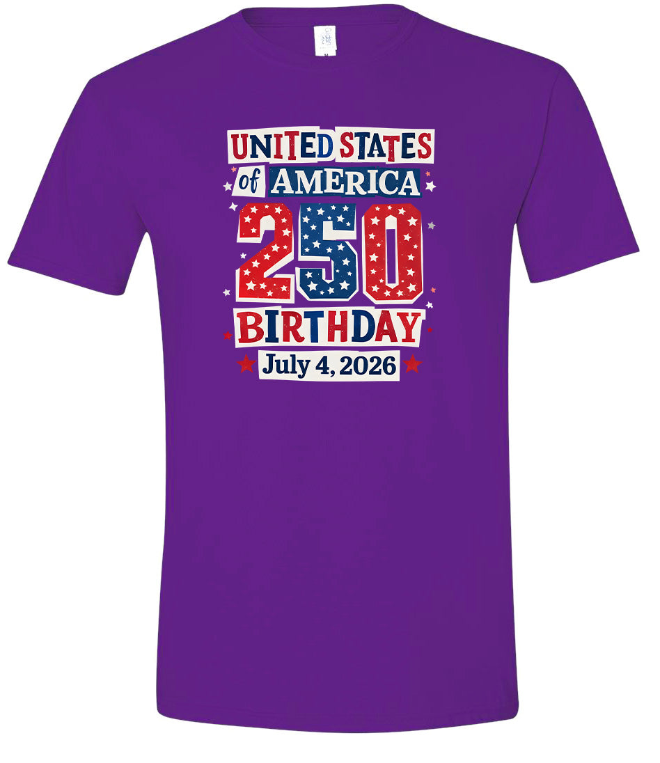 USA 250th Birthday Adult Gildan Soft Shirt