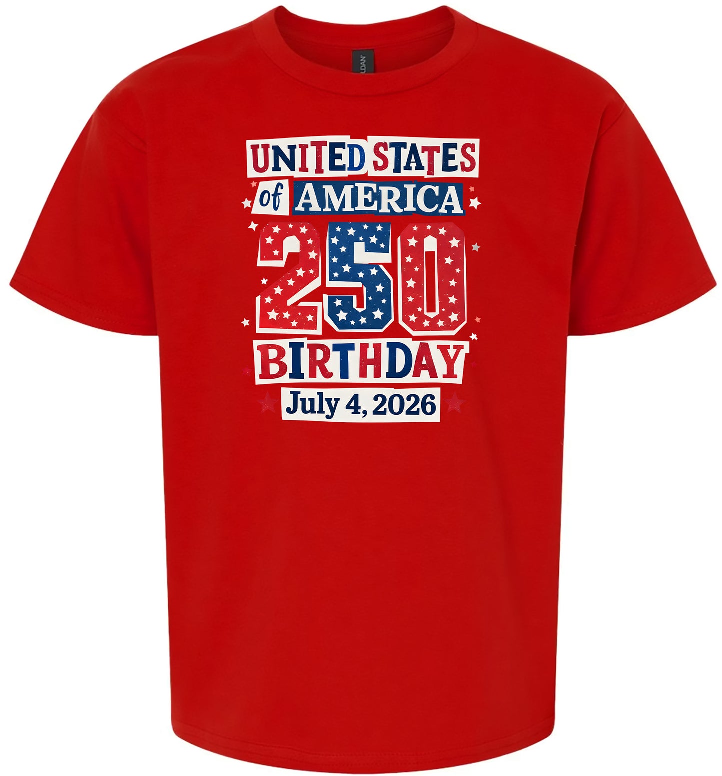 USA 250th Birthday Adult Gildan Soft Shirt