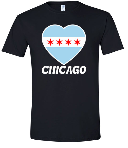Chicago Heart Flag Adult Gildan Soft Shirt